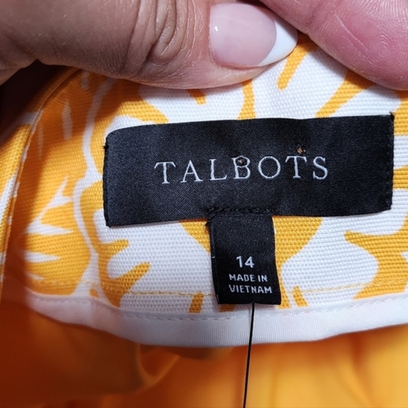 TALBOTS Skirt Womens Size 14 Yellow Floral A Line Retro Vacation Resort Coast - Picture 14 of 14